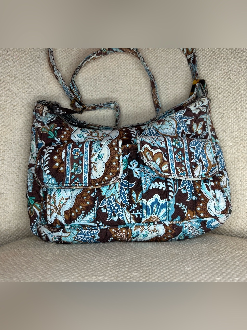 Vera Bradley Java Blue Libby Quilted Shoulder/Crossbody Bag